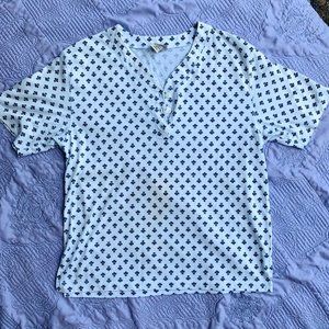 Vintage 90s geometric pattern beachy Henley shirt